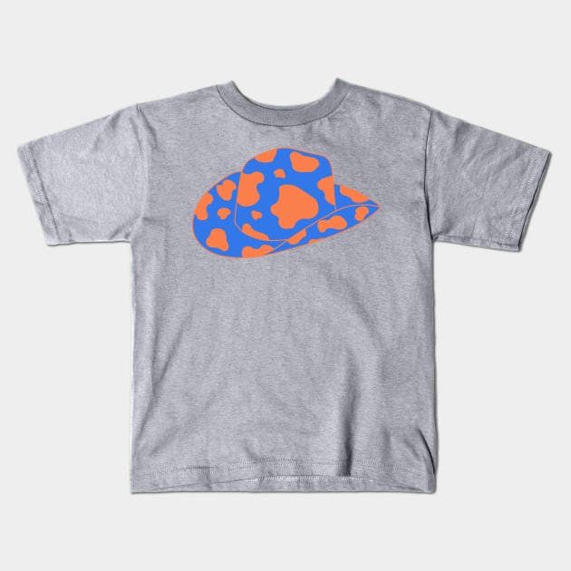 Pastel Orange blue cowboy hat Kids T-Shirt by anrockhi